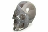 Polished Banded Agate Skull with Quartz Crystal Pocket #236994-2